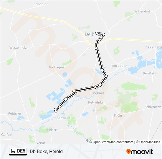 Автобус DE5: карта маршрута