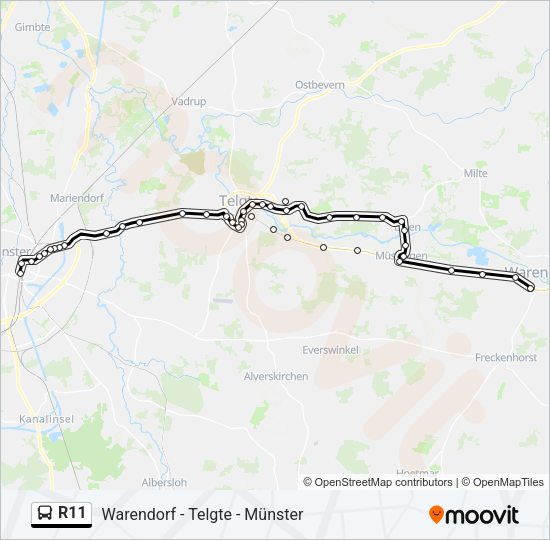 Автобус R11: карта маршрута