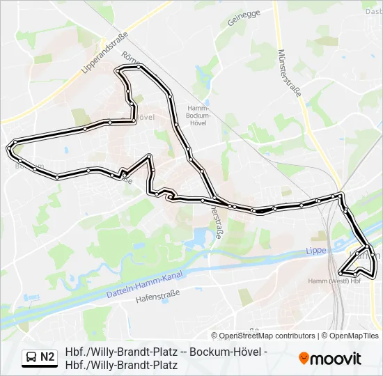 N2 Bus Line Map
