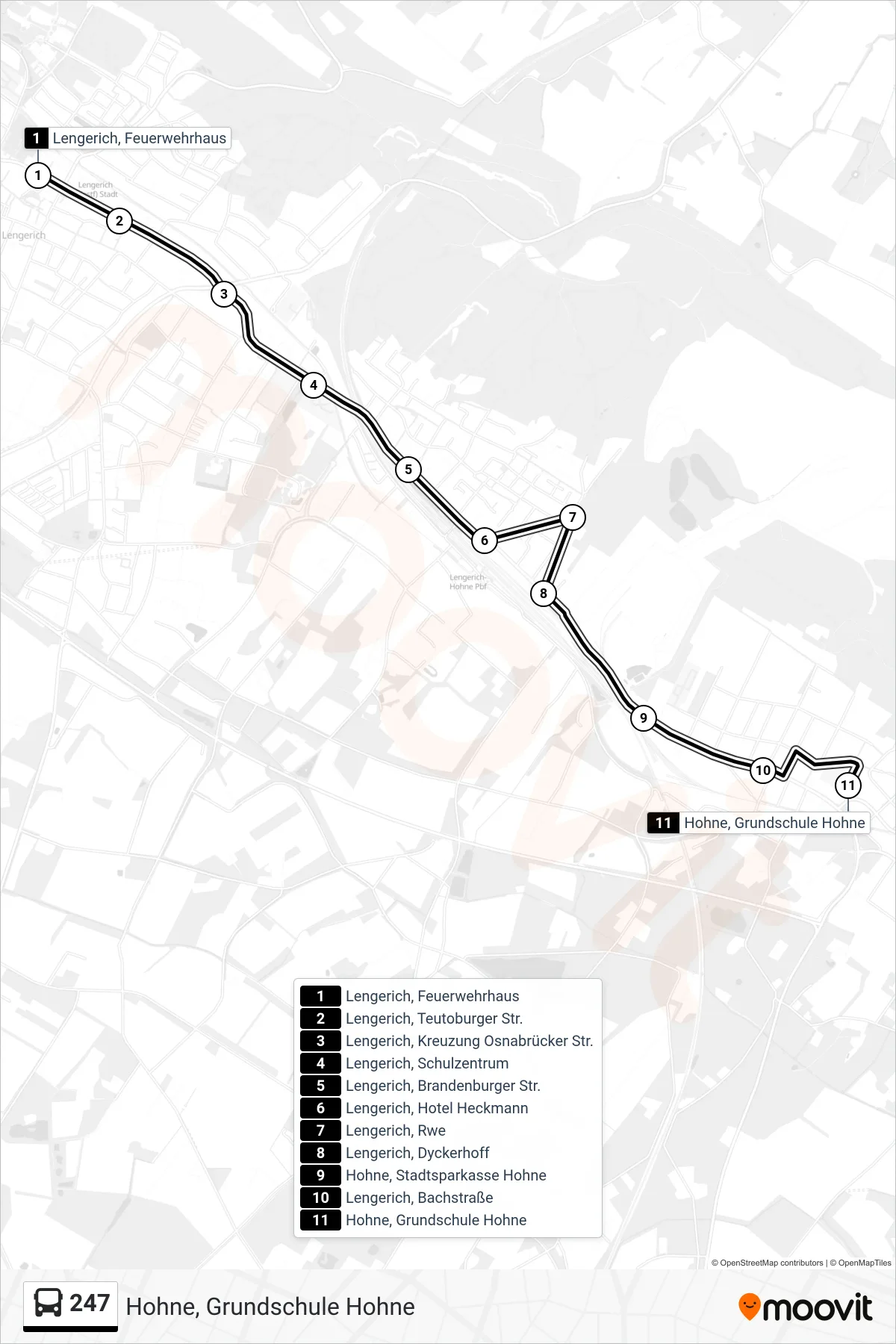 247 bus Line (Hohne, Grundschule Hohne) route and stops on a map