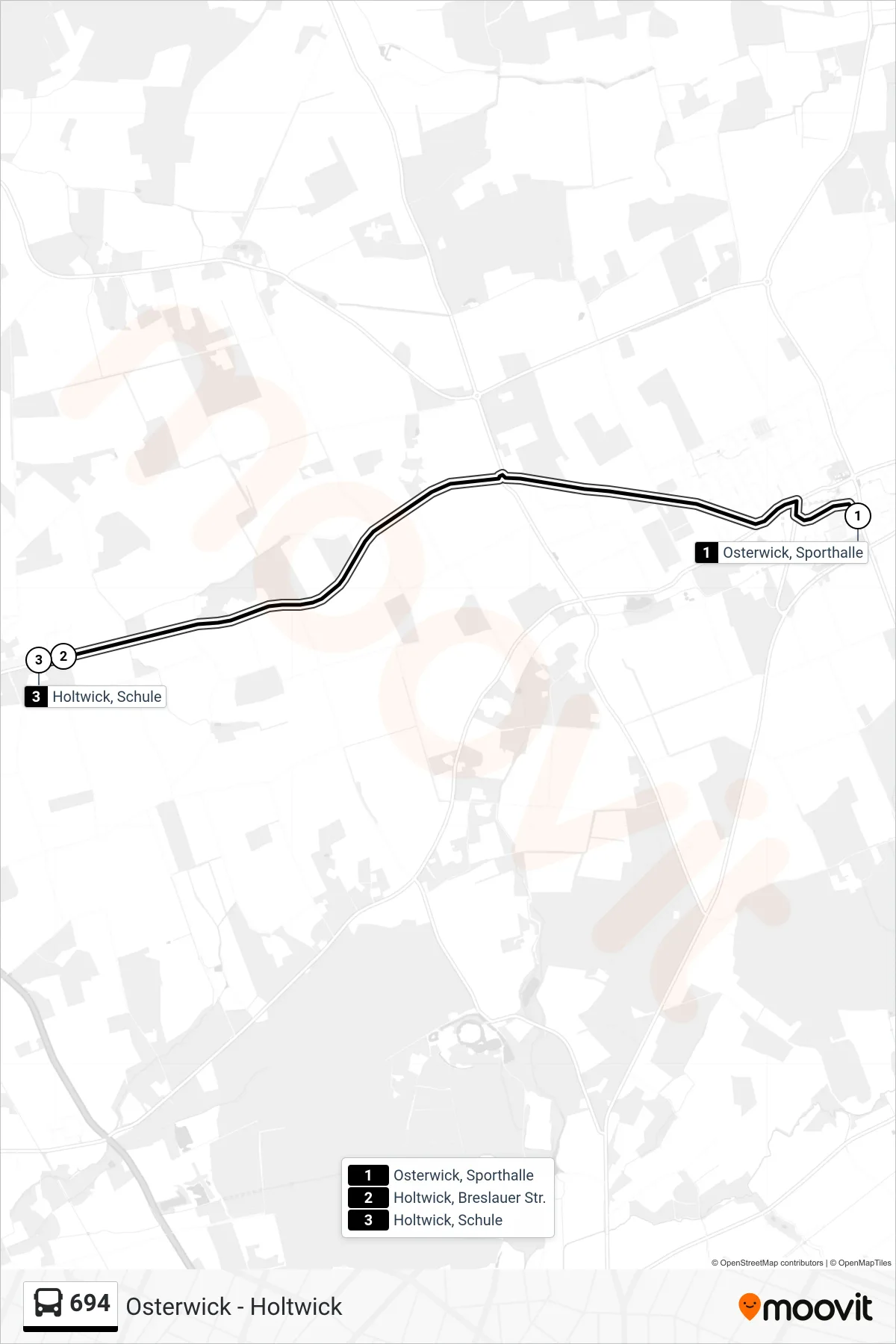 Linie 694 (Bus) Richtung Holtwick, Schule: Route und Haltestellen auf der Karte