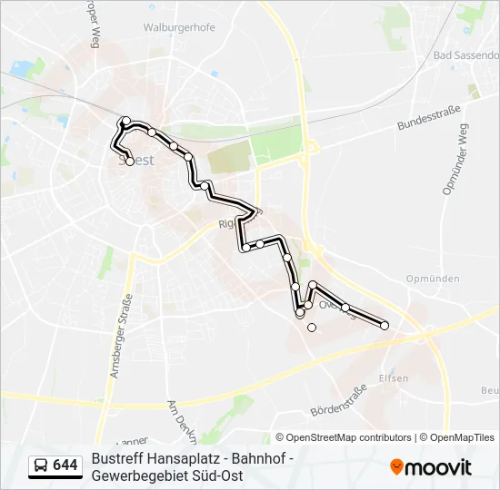 Автобус 644: карта маршрута