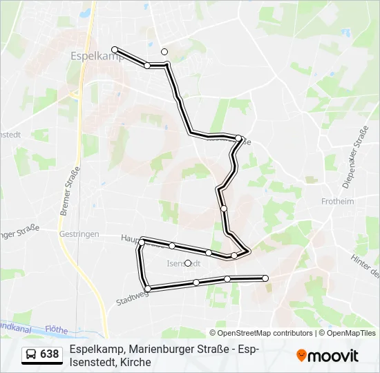 638 Bus Line Map
