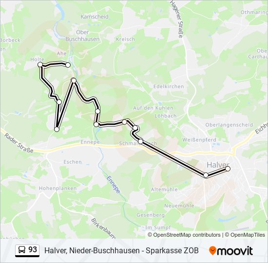 93 Route: Schedules, Stops & Maps - Halver, Sparkasse Zob - Steig ...