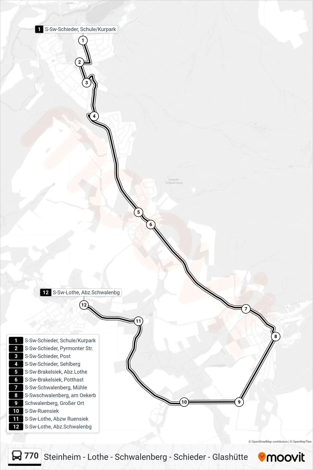 770 bus Line (S-Sw-Lothe, Abz.Schwalenbg) route and stops on a map