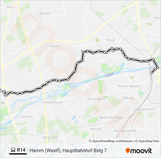 R14 Bus Line Map