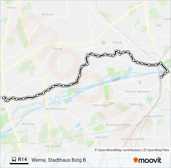 R14 Bus Line Map