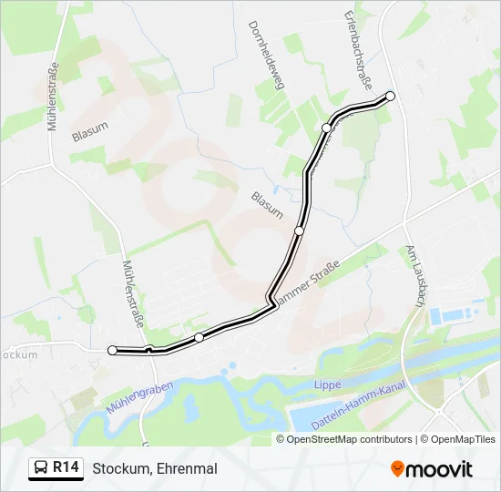 Buslinie R14 Karte