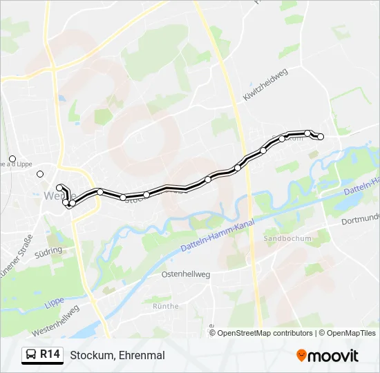 R14 Bus Line Map