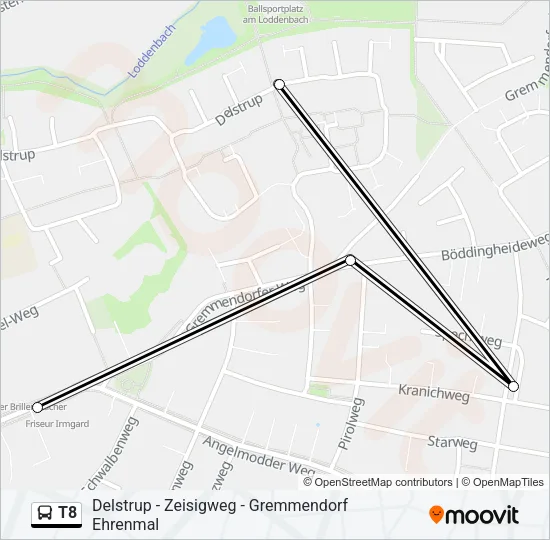 T8 Bus Line Map