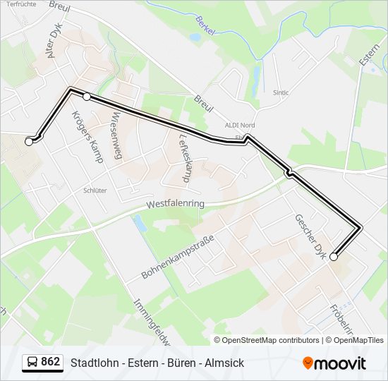 862 bus Line Map