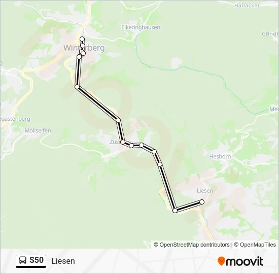 Автобус S50: карта маршрута