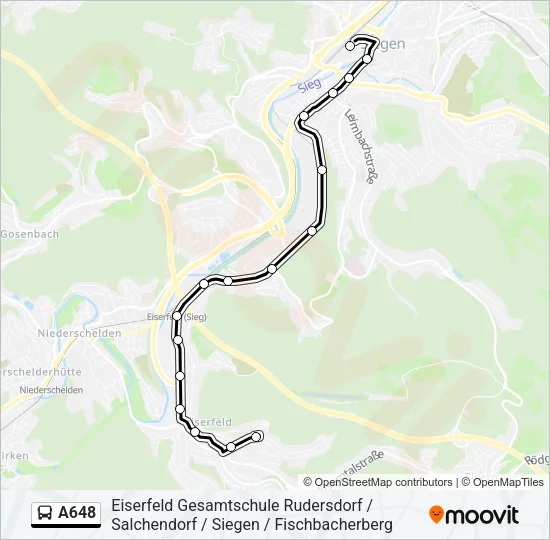 A648 Bus Line Map