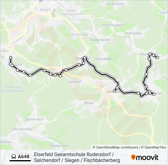 A648 Bus Line Map