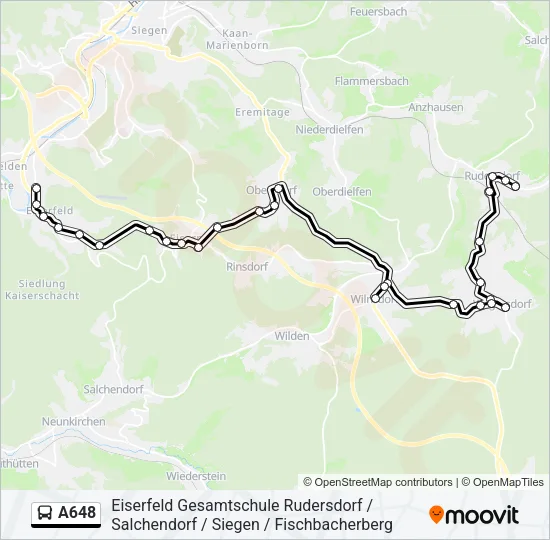 A648 Bus Line Map