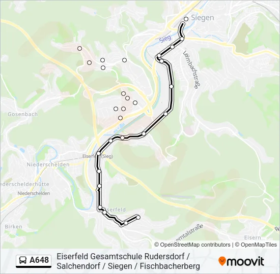 A648 Bus Line Map