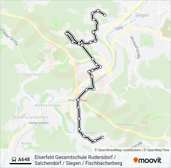 A648 Bus Line Map