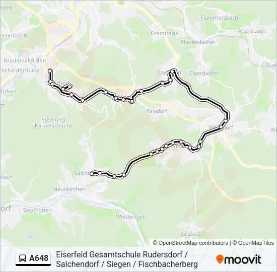 A648 Bus Line Map
