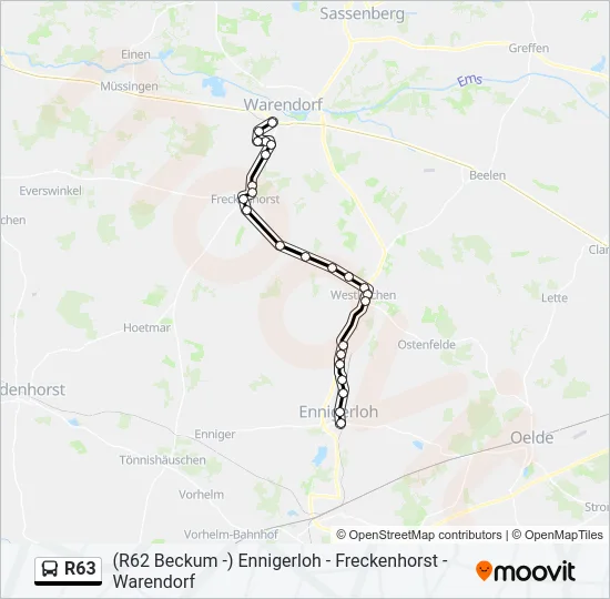 R63 Bus Line Map