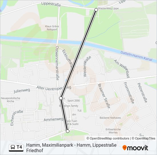 Автобус T4: карта маршрута