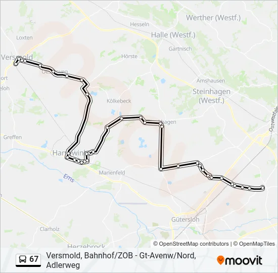 67 Bus Line Map