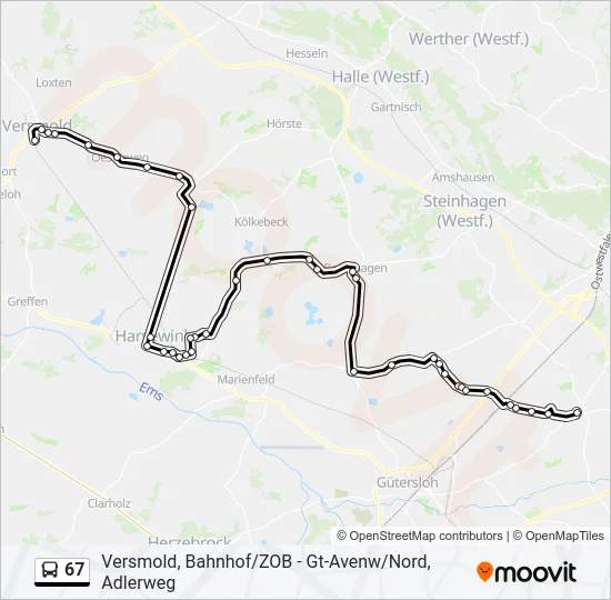 67 Bus Line Map