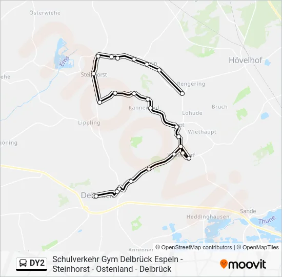 Автобус DY2: карта маршрута