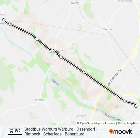 W2 Bus Line Map