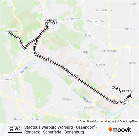 W2 Bus Line Map