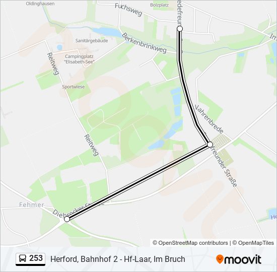 253 bus Line Map