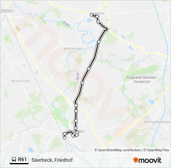 R61 Bus Line Map