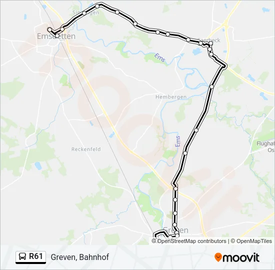 R61 Bus Line Map