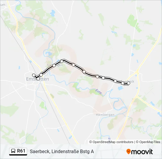 R61 Bus Line Map