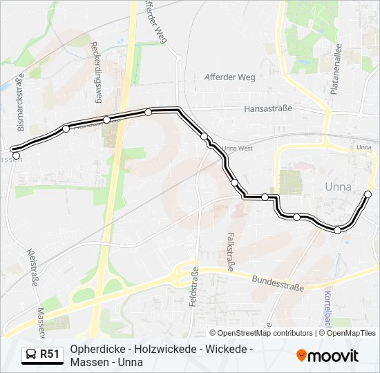 Автобус R51: карта маршрута