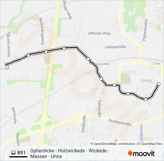 R51 Bus Line Map