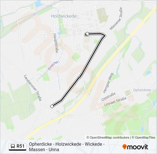 Автобус R51: карта маршрута