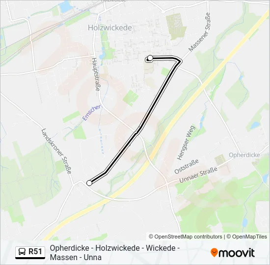 Автобус R51: карта маршрута