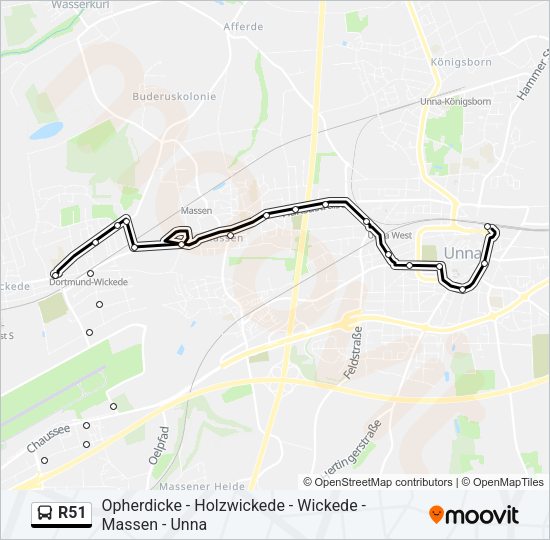 Автобус R51: карта маршрута