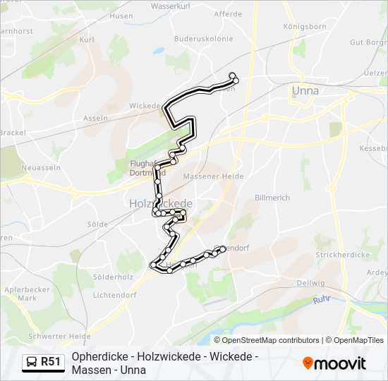 Автобус R51: карта маршрута