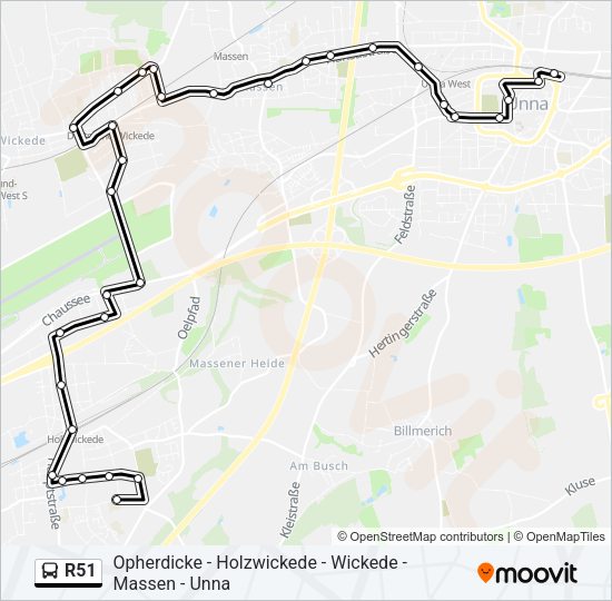 Автобус R51: карта маршрута