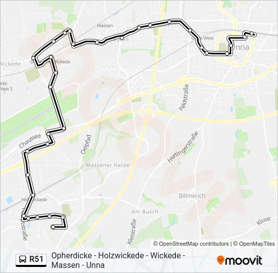 Автобус R51: карта маршрута