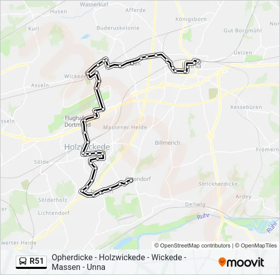 R51 Bus Line Map