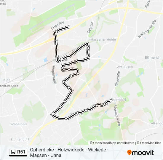 Автобус R51: карта маршрута