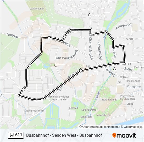 611 bus Line Map