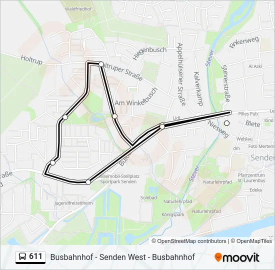 611 Bus Line Map