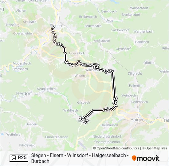 r25 Route: Schedules, Stops & Maps - Burbach Post/Bahnhof (Updated)