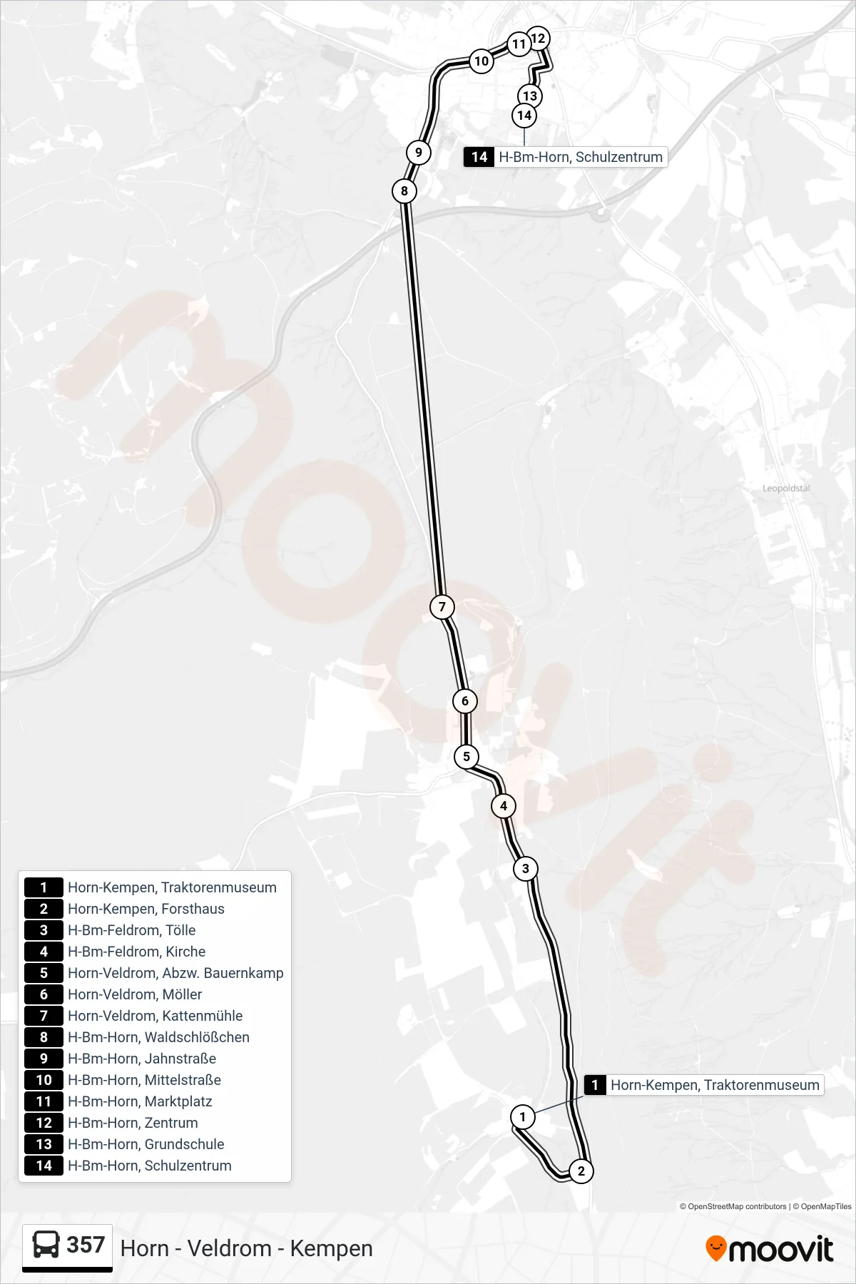 Linie 357 (Bus) Richtung H-Bm-Horn, Schulzentrum: Route und Haltestellen auf der Karte