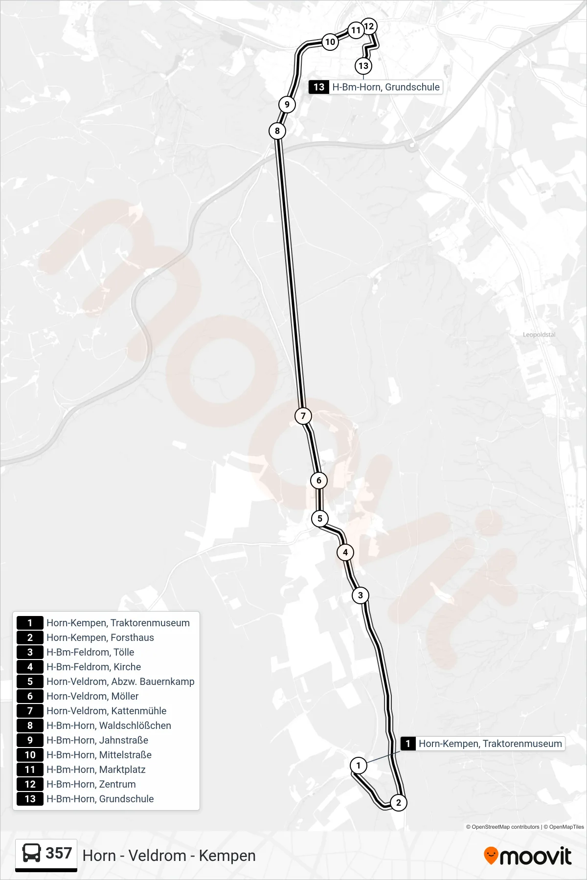 Linie 357 (Bus) Richtung H-Bm-Horn, Grundschule: Route und Haltestellen auf der Karte