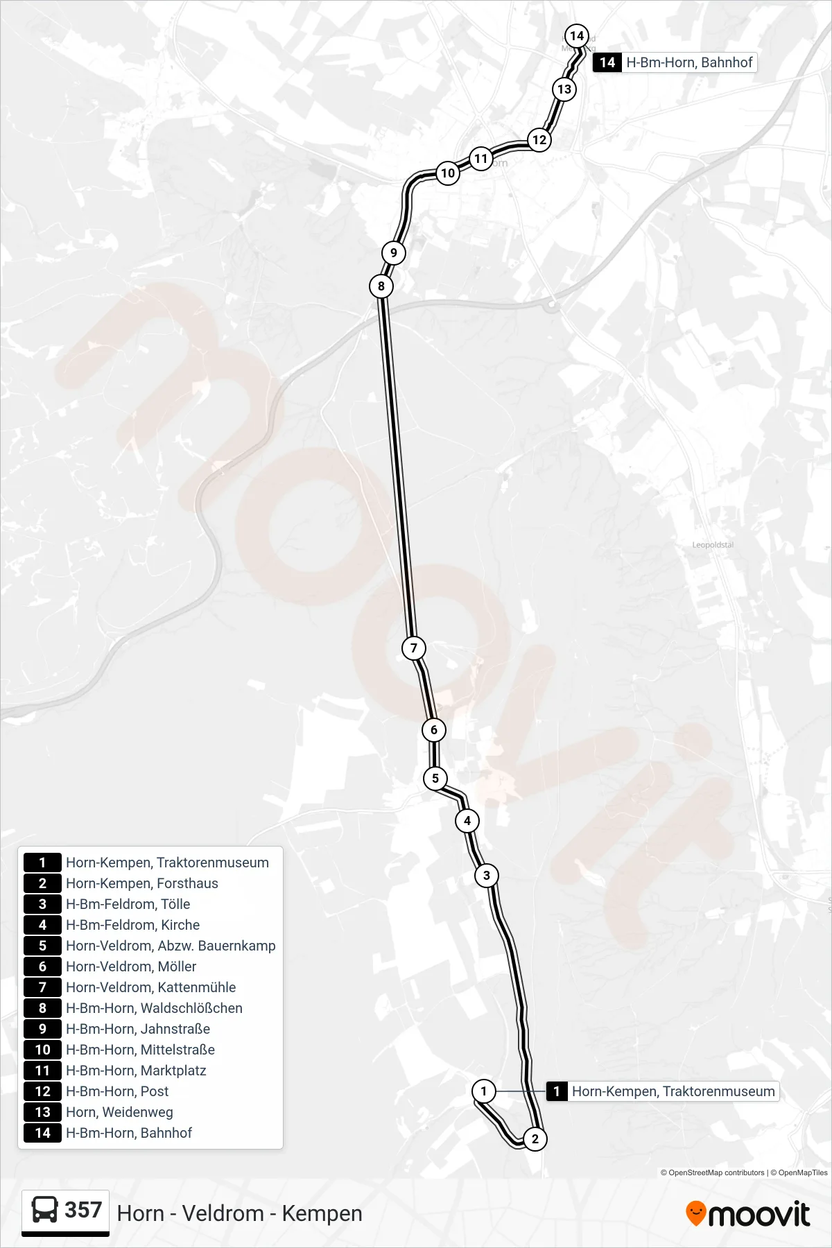 Linie 357 (Bus) Richtung H-Bm-Horn, Bahnhof: Route und Haltestellen auf der Karte