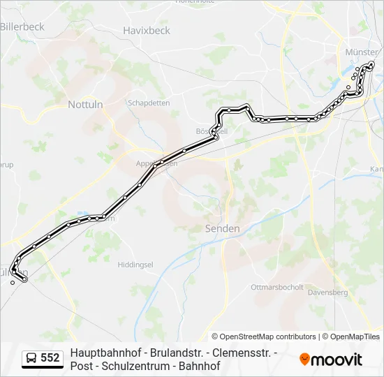 Автобус 552: карта маршрута